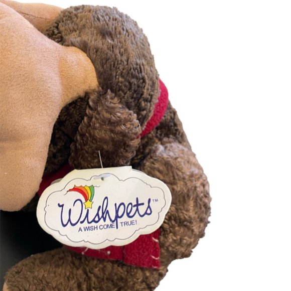 Wishpets Plush Moose Brown wearing Holiday Christmas Scarf - Picture 6 of 7